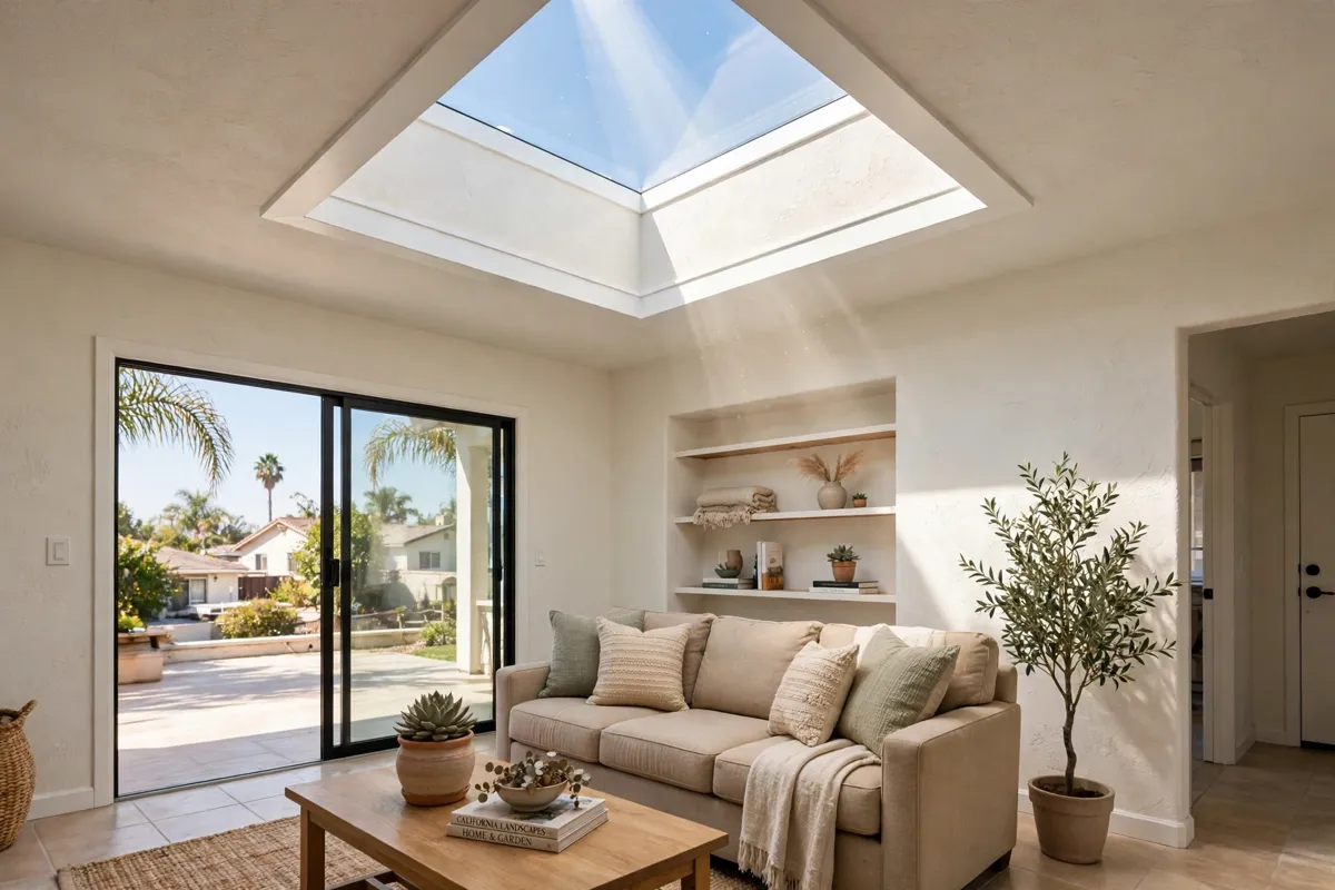 Skylight bringing daylight into a home in Warner Center, California